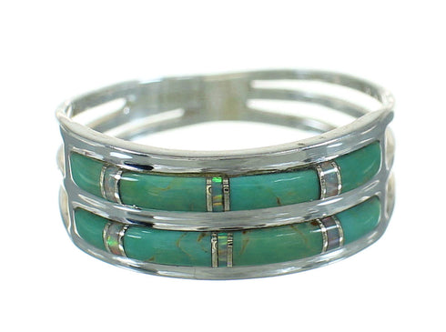 Turquoise And Opal Sterling Silver Jewelry Southwestern Ring Size 4-1/2 AX89982